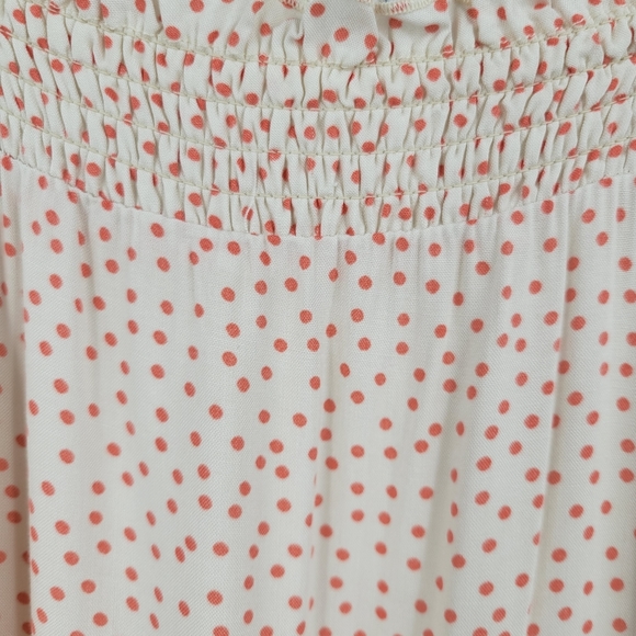 SADIE & SAGE Lady Laranja Polkadot Boho Cottage Dress Cream Peach - Picture 8 of 15